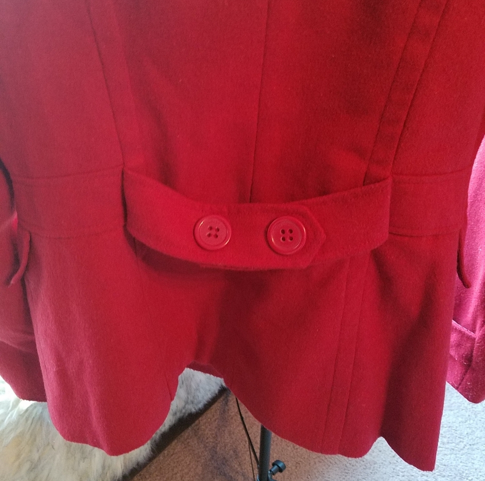 ❤CoffeeShop Red Double Breasted Pea Coat 🧥 - Picture 5 of 8